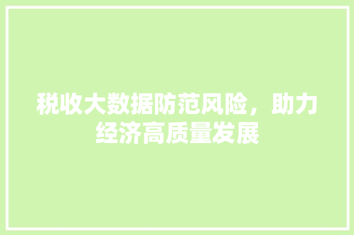 税收大数据防范风险，助力经济高质量发展  第1张