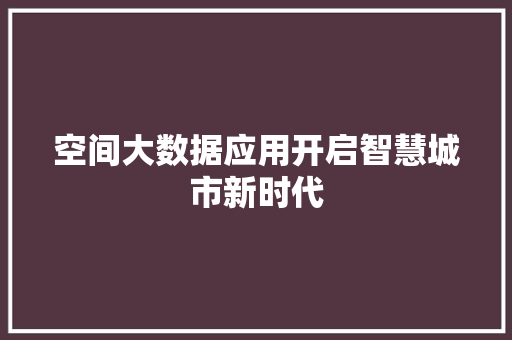 空间大数据应用开启智慧城市新时代  第1张