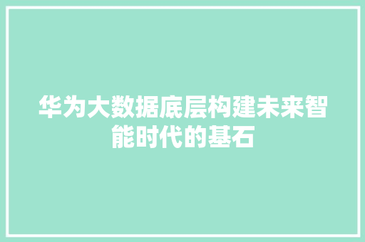 华为大数据底层构建未来智能时代的基石  第1张