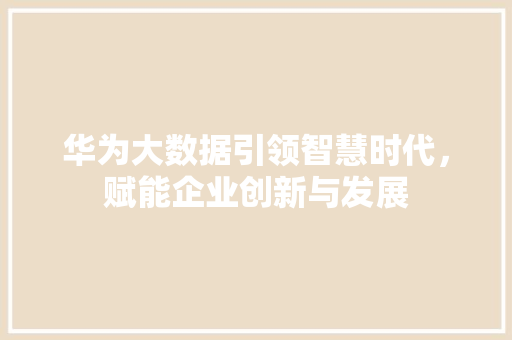 华为大数据引领智慧时代，赋能企业创新与发展