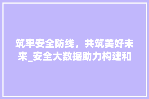 筑牢安全防线，共筑美好未来_安全大数据助力构建和谐社会  第1张