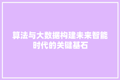 算法与大数据构建未来智能时代的关键基石  第1张