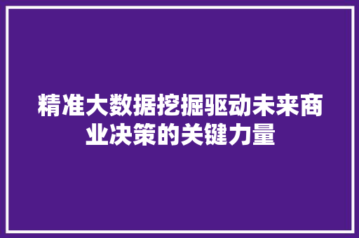 精准大数据挖掘驱动未来商业决策的关键力量  第1张