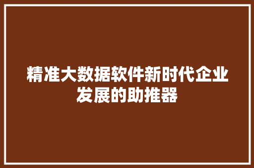 精准大数据软件新时代企业发展的助推器  第1张