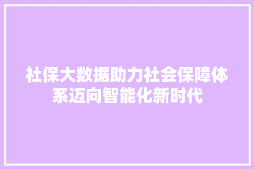 社保大数据助力社会保障体系迈向智能化新时代  第1张