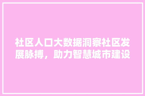 社区人口大数据洞察社区发展脉搏，助力智慧城市建设  第1张