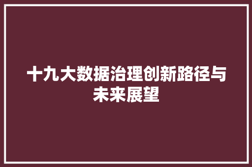 十九大数据治理创新路径与未来展望  第1张