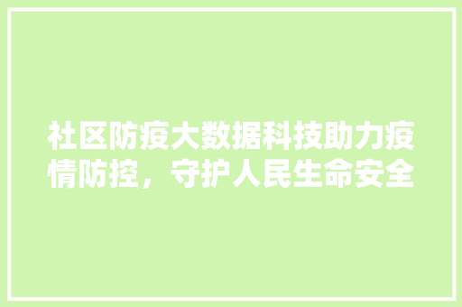 社区防疫大数据科技助力疫情防控，守护人民生命安全  第1张