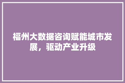 福州大数据咨询赋能城市发展，驱动产业升级  第1张