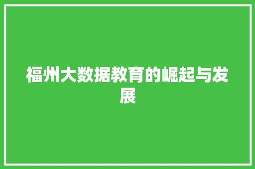福州大数据教育的崛起与发展  第1张