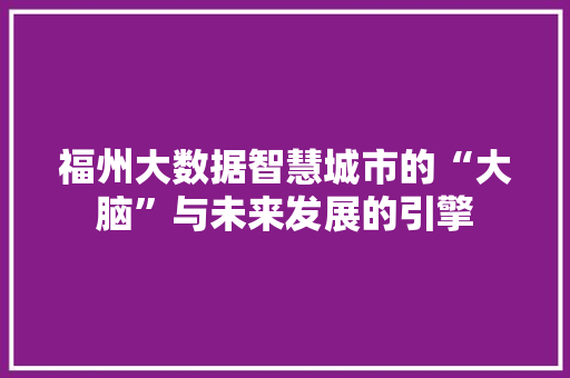 福州大数据智慧城市的“大脑”与未来发展的引擎  第1张