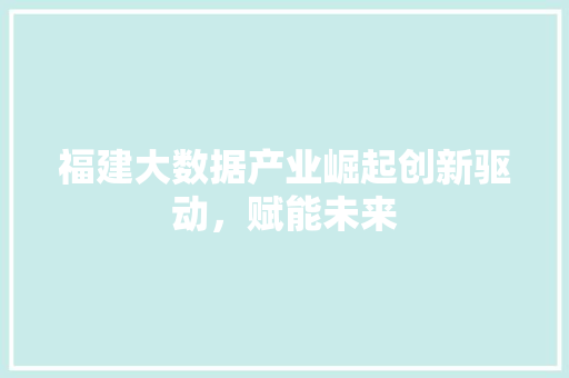 福建大数据产业崛起创新驱动，赋能未来  第1张