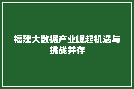 福建大数据产业崛起机遇与挑战并存  第1张