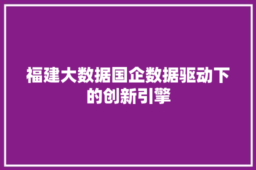 福建大数据国企数据驱动下的创新引擎  第1张