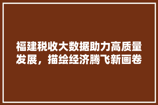福建税收大数据助力高质量发展，描绘经济腾飞新画卷  第1张