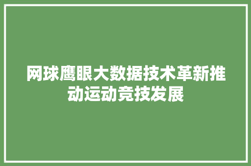 网球鹰眼大数据技术革新推动运动竞技发展