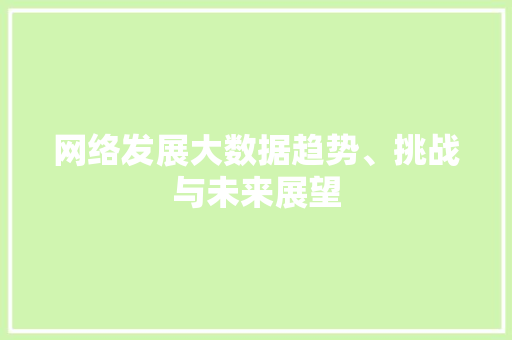 网络发展大数据趋势、挑战与未来展望  第1张