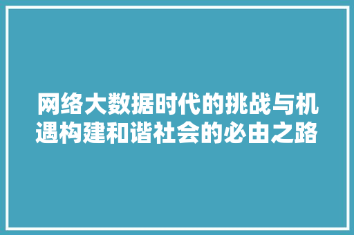 网络大数据时代的挑战与机遇构建和谐社会的必由之路  第1张