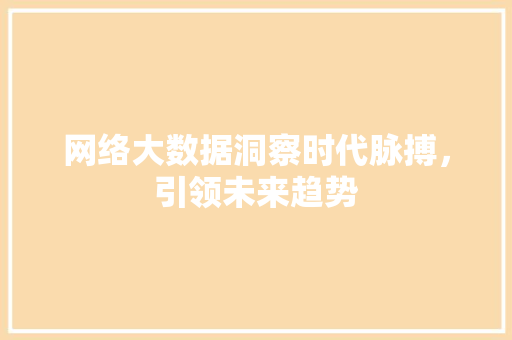 网络大数据洞察时代脉搏，引领未来趋势  第1张