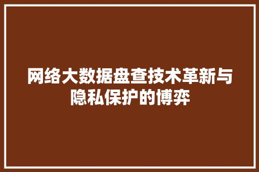 网络大数据盘查技术革新与隐私保护的博弈