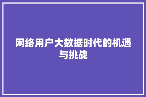 网络用户大数据时代的机遇与挑战  第1张