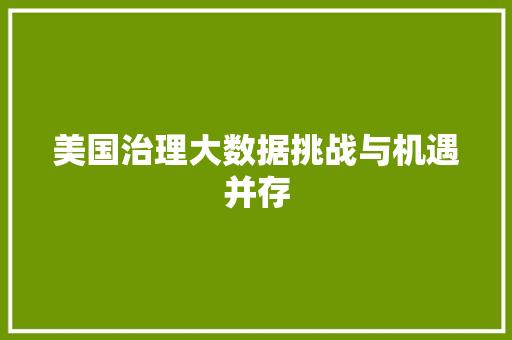 美国治理大数据挑战与机遇并存