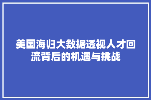 美国海归大数据透视人才回流背后的机遇与挑战  第1张