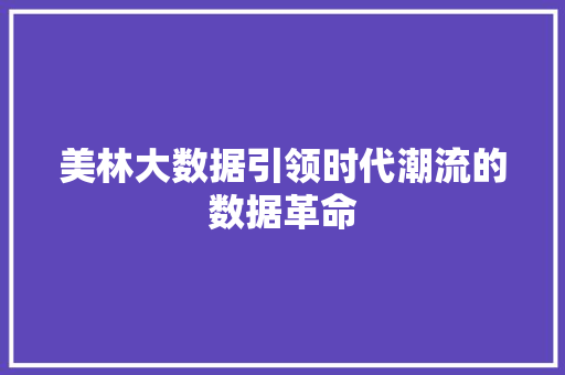 美林大数据引领时代潮流的数据革命