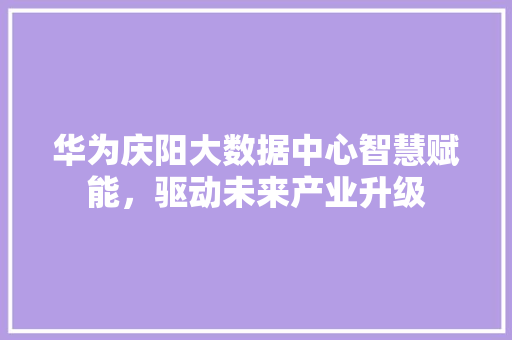 华为庆阳大数据中心智慧赋能，驱动未来产业升级  第1张
