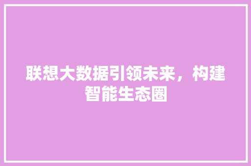 联想大数据引领未来，构建智能生态圈