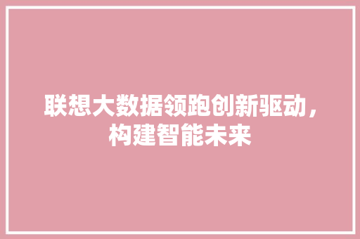 联想大数据领跑创新驱动，构建智能未来