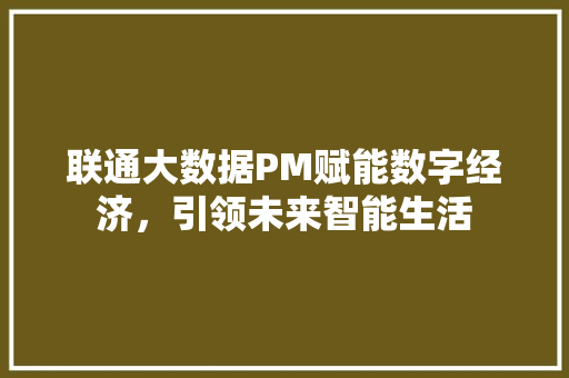 联通大数据PM赋能数字经济，引领未来智能生活  第1张