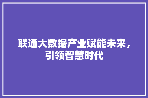 联通大数据产业赋能未来，引领智慧时代  第1张