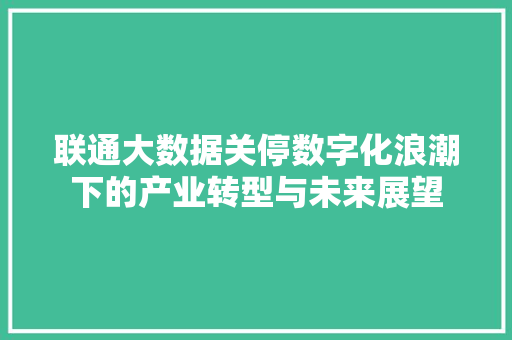联通大数据关停数字化浪潮下的产业转型与未来展望  第1张