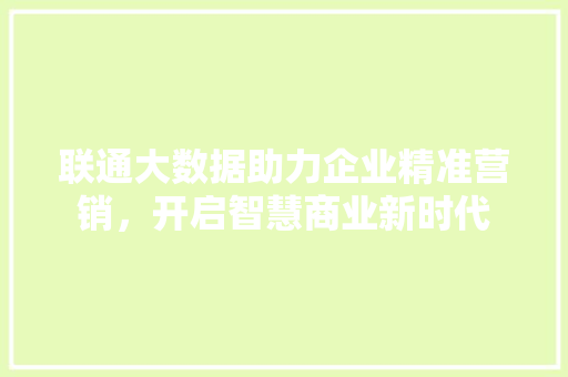 联通大数据助力企业精准营销，开启智慧商业新时代