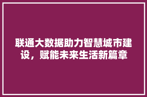 联通大数据助力智慧城市建设，赋能未来生活新篇章  第1张