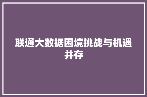 联通大数据困境挑战与机遇并存