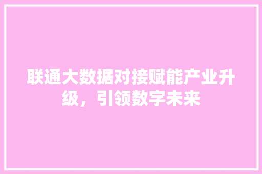 联通大数据对接赋能产业升级，引领数字未来  第1张