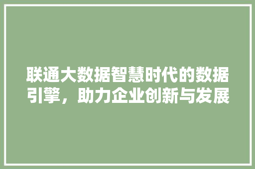 联通大数据智慧时代的数据引擎，助力企业创新与发展  第1张