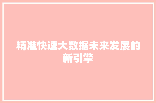 精准快速大数据未来发展的新引擎  第1张