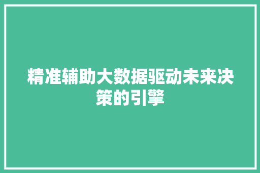 精准辅助大数据驱动未来决策的引擎  第1张