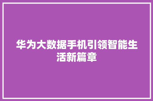 华为大数据手机引领智能生活新篇章  第1张