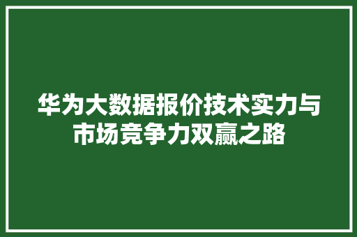 华为大数据报价技术实力与市场竞争力双赢之路  第1张