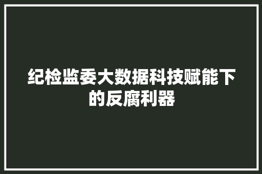 纪检监委大数据科技赋能下的反腐利器