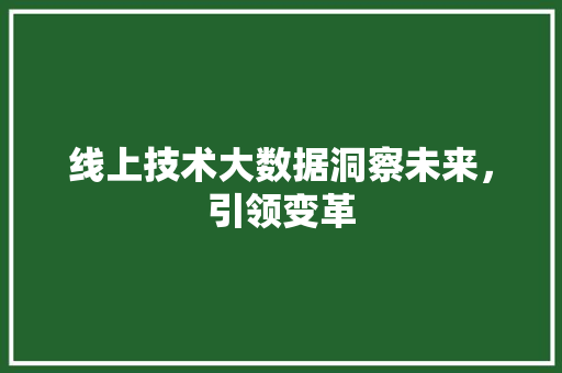线上技术大数据洞察未来，引领变革  第1张