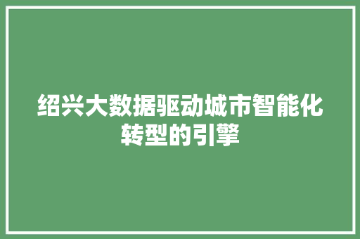 绍兴大数据驱动城市智能化转型的引擎