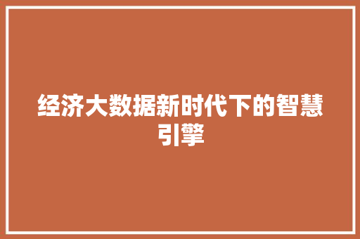 经济大数据新时代下的智慧引擎