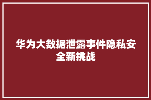 华为大数据泄露事件隐私安全新挑战  第1张