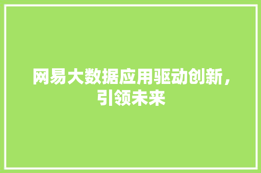 网易大数据应用驱动创新，引领未来  第1张