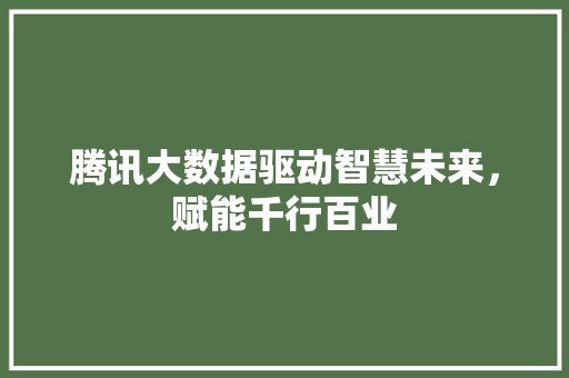 腾讯大数据驱动智慧未来，赋能千行百业  第1张